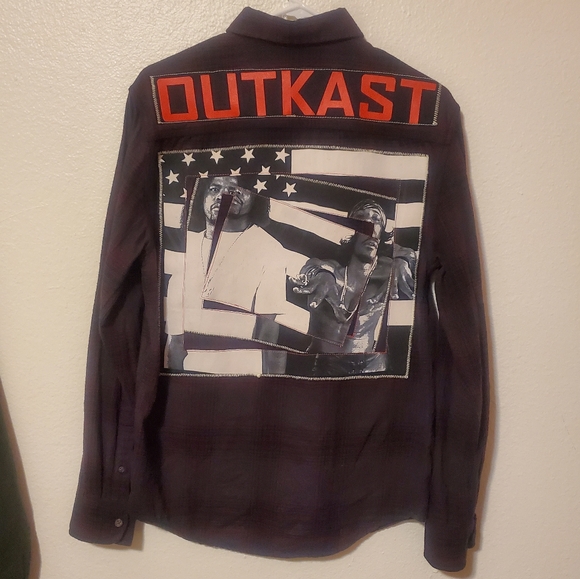 Outkast Embroidered Plaid Button-Up Flannel Shirt Stankonia Graphic - Picture 2 of 12
